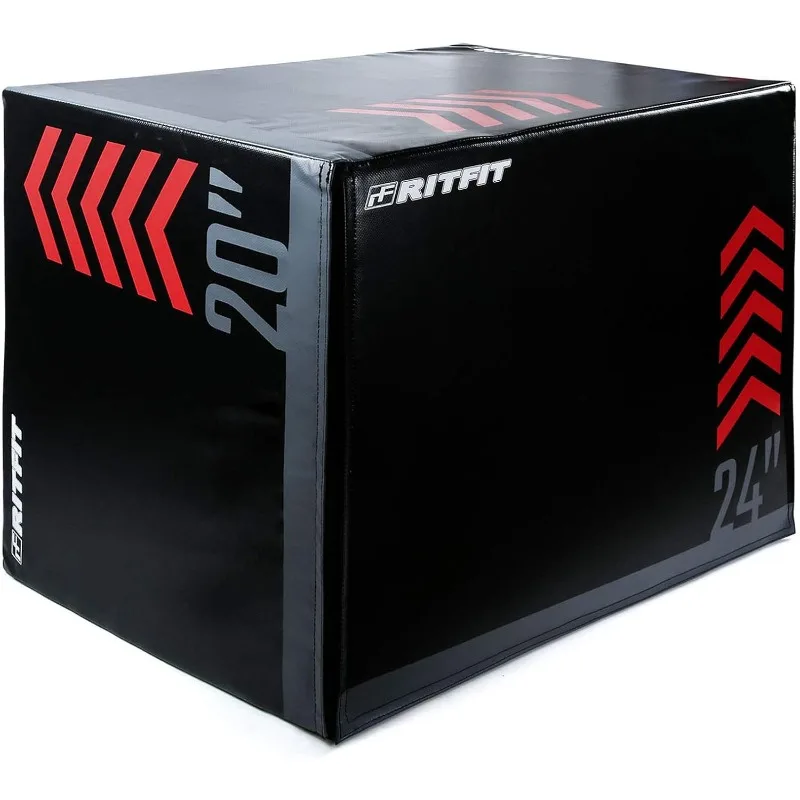 

RitFit 3 in 1 Extra Firm Soft Plyo Box Foam Plyometric Box-30”x24”x20”-20"x18"x16" Heavy Duty High Density Foam Jumping Box