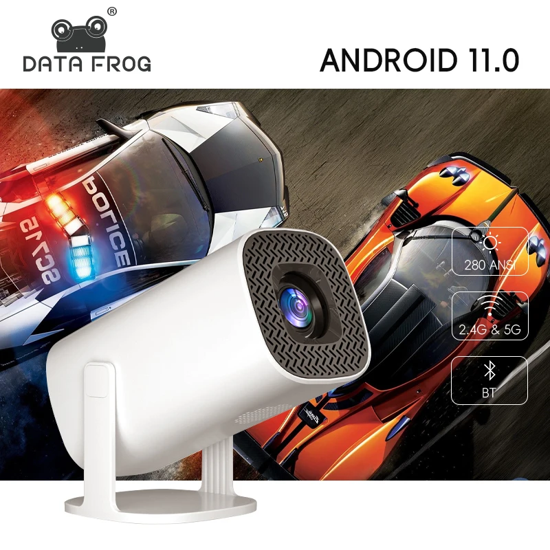 

DATA FROG Portable P30 Smart Projector Android 11 BT5.0 WiFi6 Support 4K 1280*720P Home Theater MINI 4K HD Projector