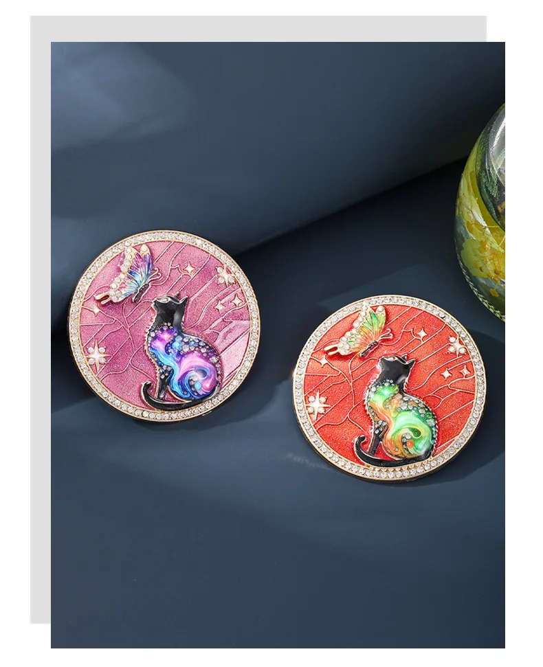Cross border personalized animal pin chest flower suit dress accessories for women, starry sky cat butterfly brooch