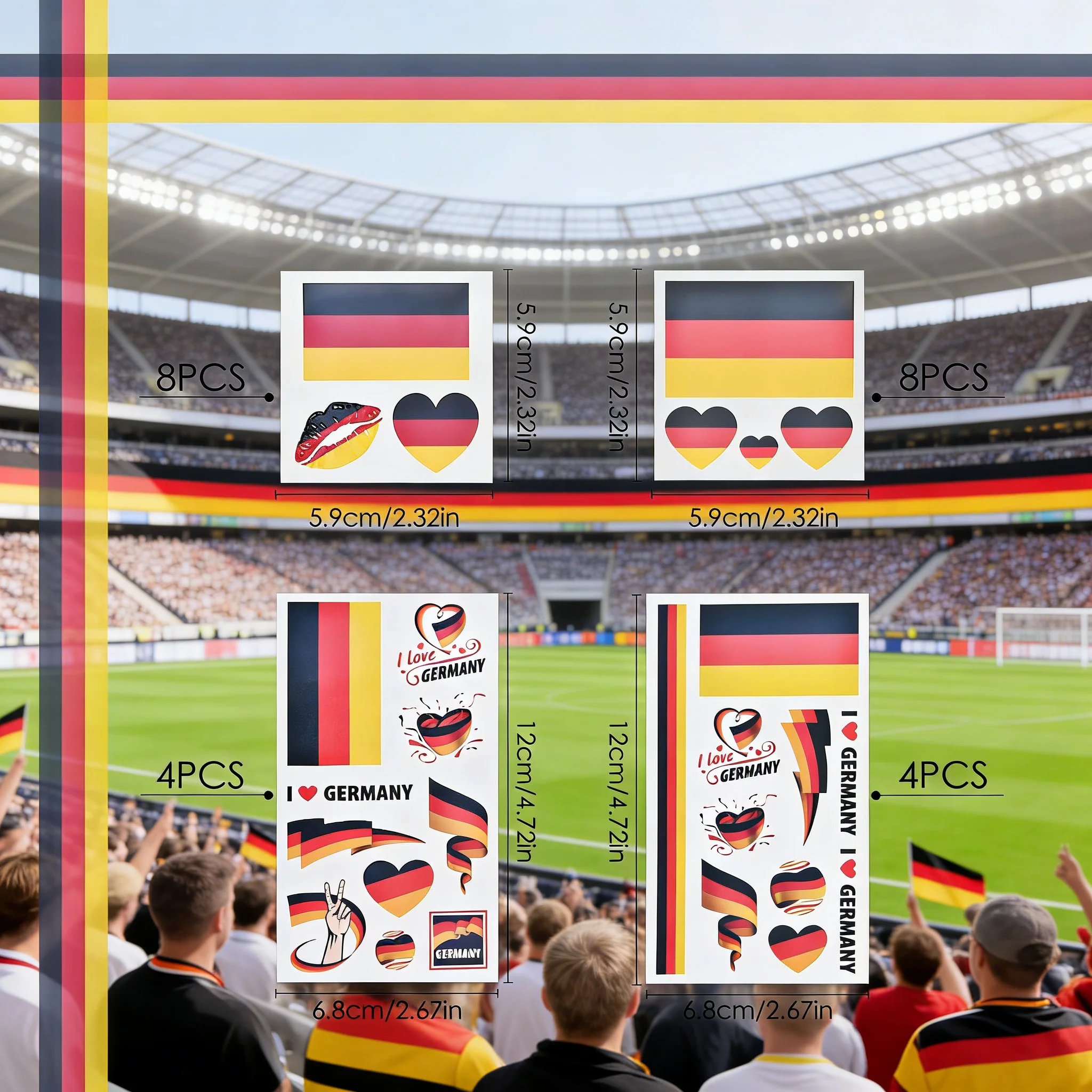 

24 листа татуировок с флагом Бразилии для Чемпионата мира 2026 года и спортивных мероприятий