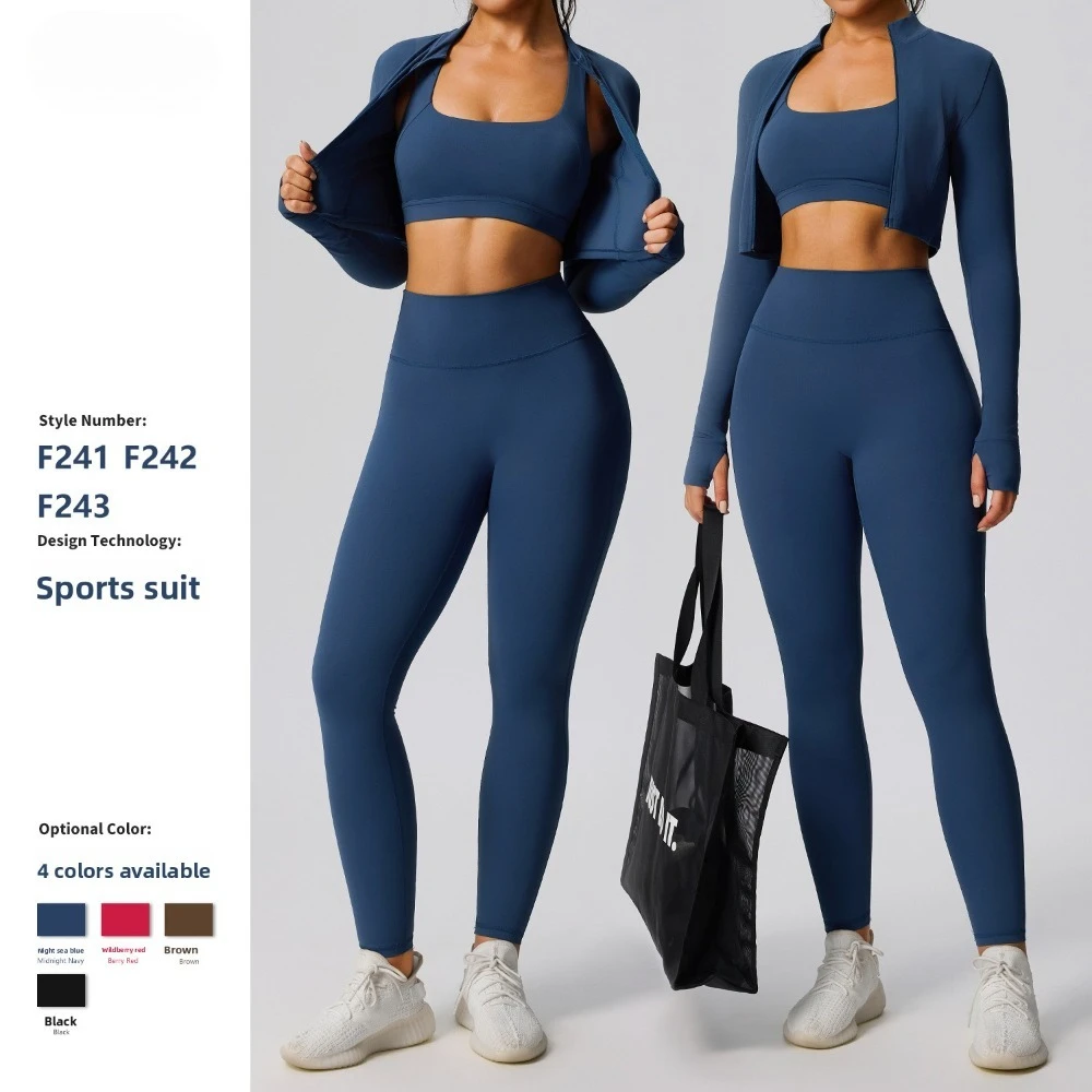 

Women's New Cloud-Feel Yoga Set, Breathable Elastic Tight Athletic Wear, 3-Piece Fitness Outfit for Outdoor Running