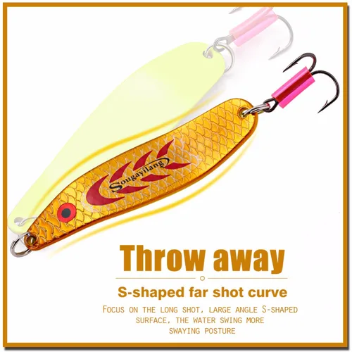 Imagen 2 del producto Sougayilang, Señuelo Duro Fuerte De Metal, Cuchara Giratoria, 5 Colores, Señuelos de Pesca, Popper Artificial, Manivela, Cebo De Tiburón, Herramienta de Aparejos De Agua Salada