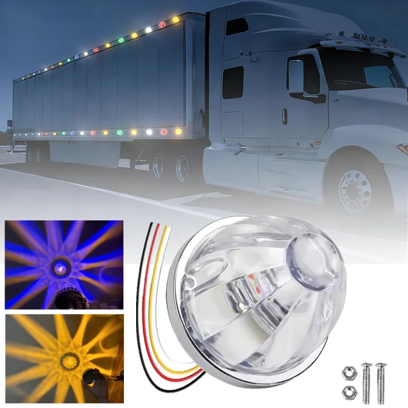 

LED Dual-color Watermelon Light Trailer Lorry Marker Side LED Light Sunflower Car Underlight Lamp Turn Signal Flashing Strobe La