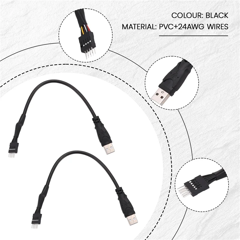 

Изысканный-2 шт., 20 см, 9-контактный разъем «папа» к внешнему USB A «папа», внутренний удлинительный кабель для материнской платы ПК