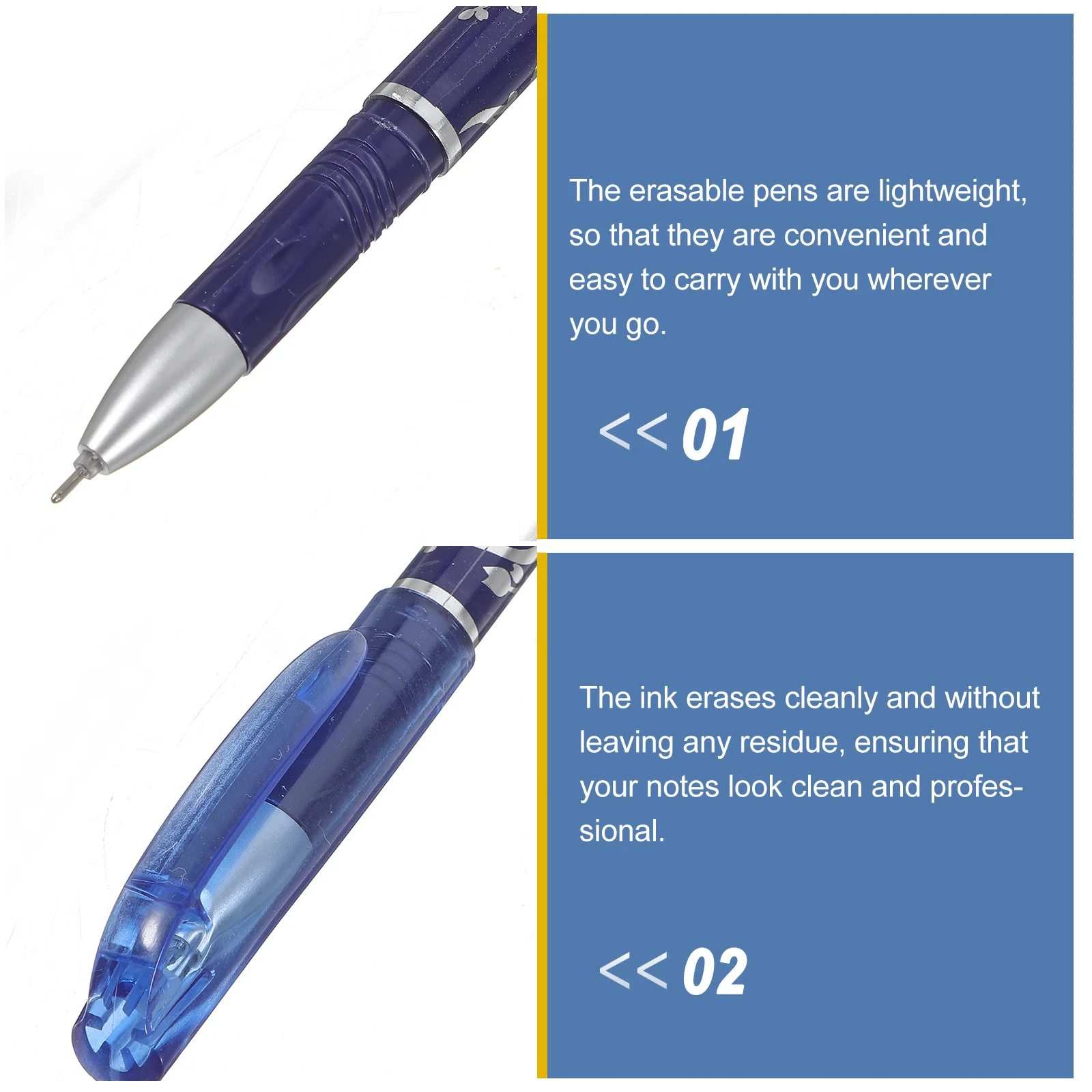 

12Pcs Blue Ink Erasable Pen Set Fine Point 0.5mm Quick Dry Smooth Writing Supplies for Student Note Taking Blue Erasable Pens