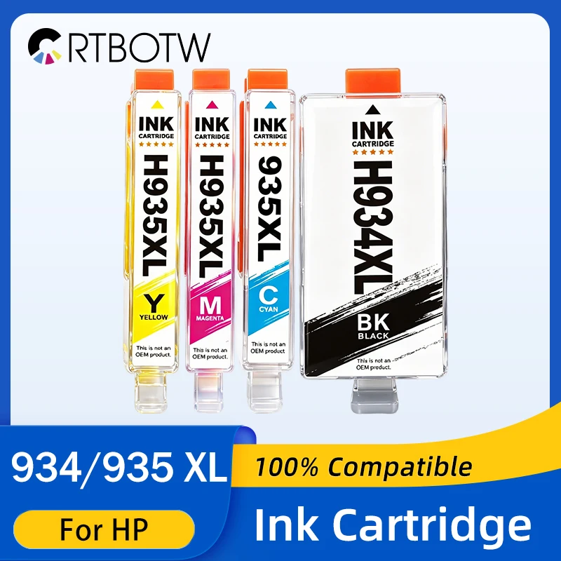 Cartucho de Tinta CRTBOTW 934 935 XL Compatível com HP 934XL 935XL para Impressoras HP Officejet Pro 6812 6815 6230 6830 6835 6820