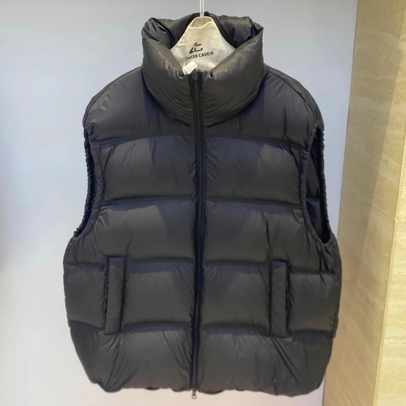 2025 Winter New Women's Stand up Collar Thickened Warm Sleeveless Down Vest High Quality Y2K Fashion High Street Goose Down Vest