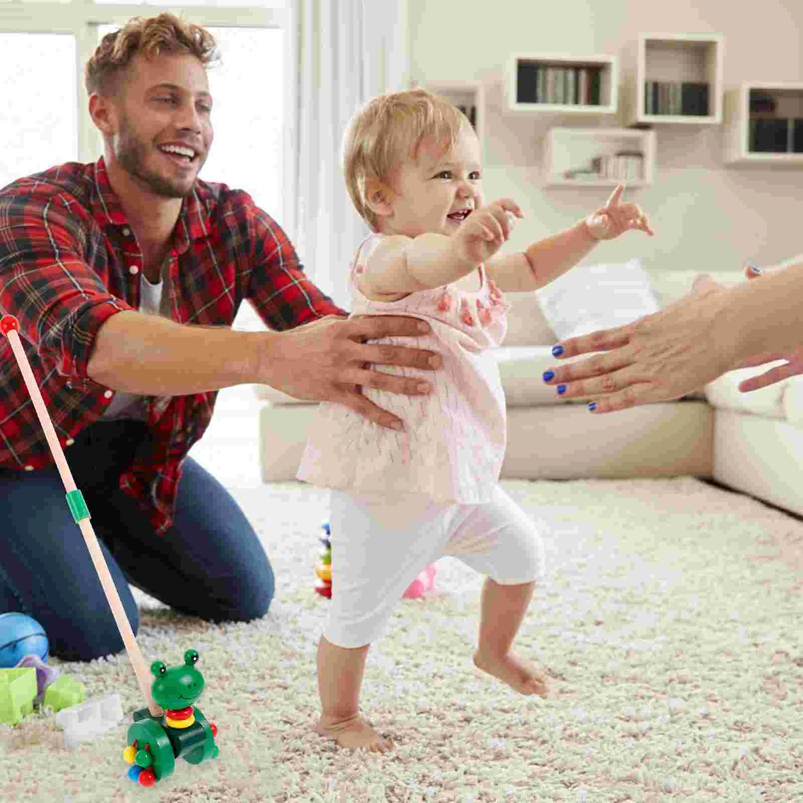 Animal Single Shot Baby Girl Toys Push for Toddlers 1-3 Bamboo Wooden Trolley Kids Walker