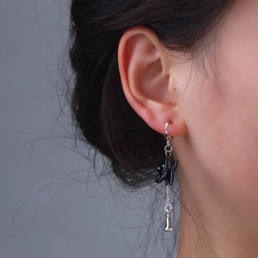 

Oil Drops Copper Animal Elements Asymmetrical Cat Earrings Kitten Stud Earrings Korean Style Earrings Women's Accessories