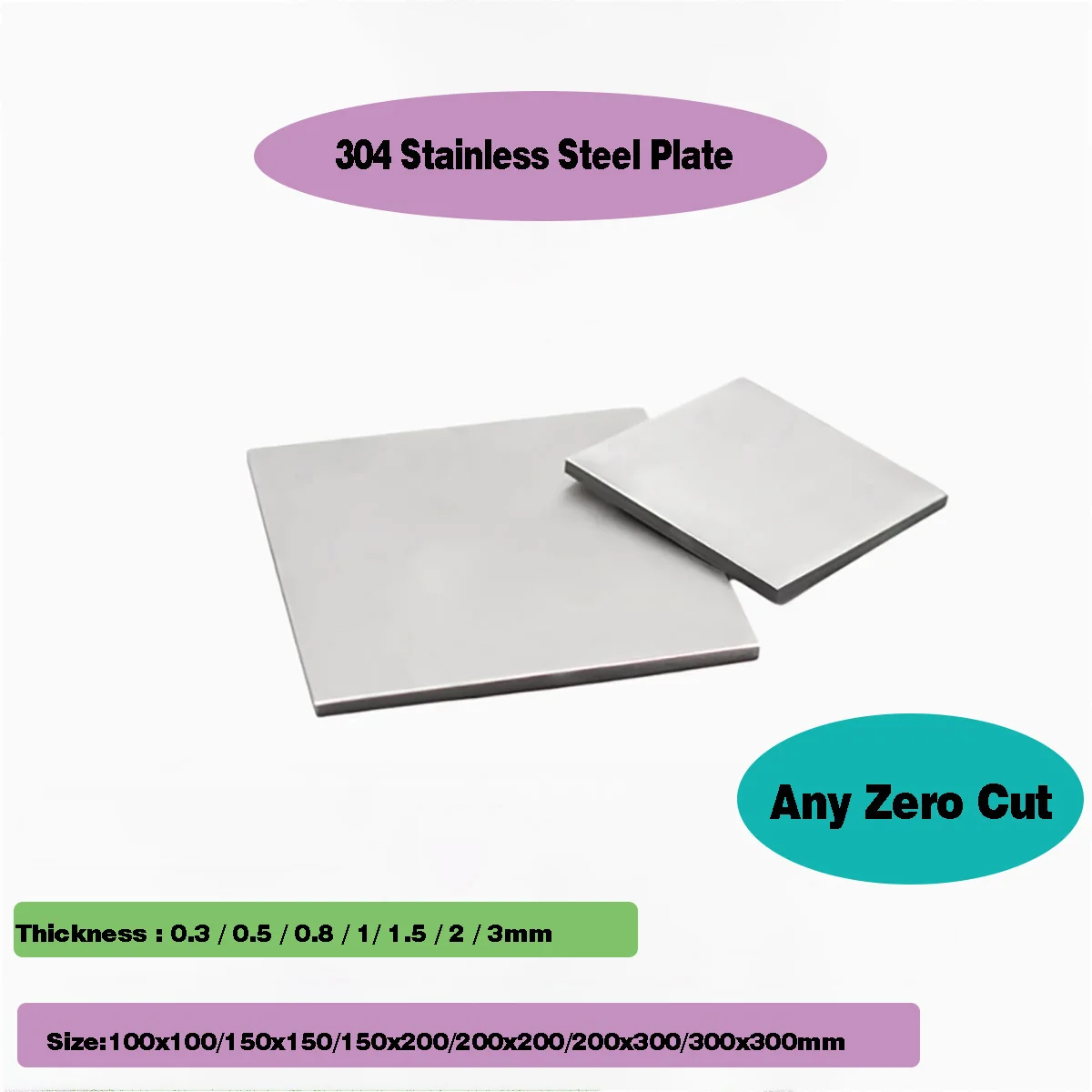 304 Stainless Steel Sheet Plate /Single Sided Brushed Metal Polished Plate Metalworking Materials Thick 0.3/0.5/0.8/1/1.5/2/3mm