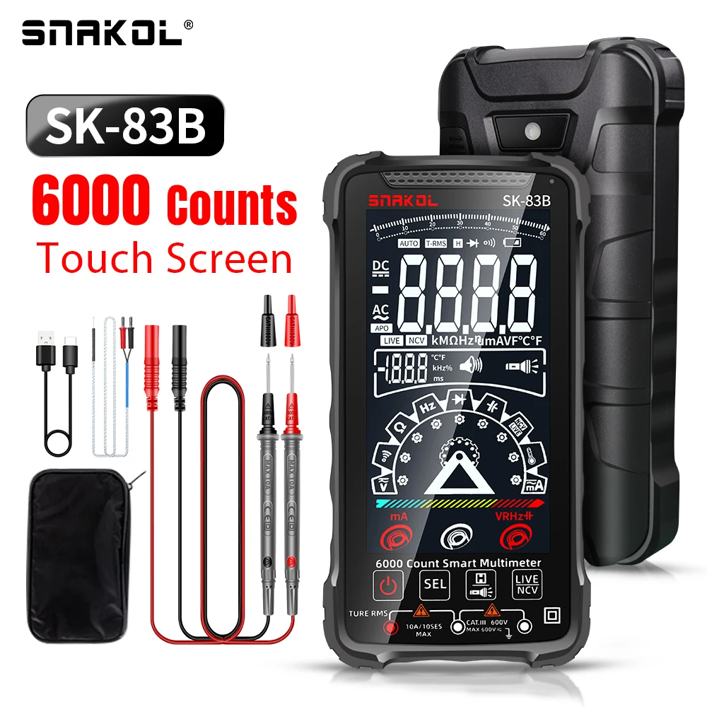 Smart Digital Touch Multímetro Sk83b 6000 Contagens Teste Multímetro Multímetro Recarregável ac Tensão dc Ferramentas Tester Atual