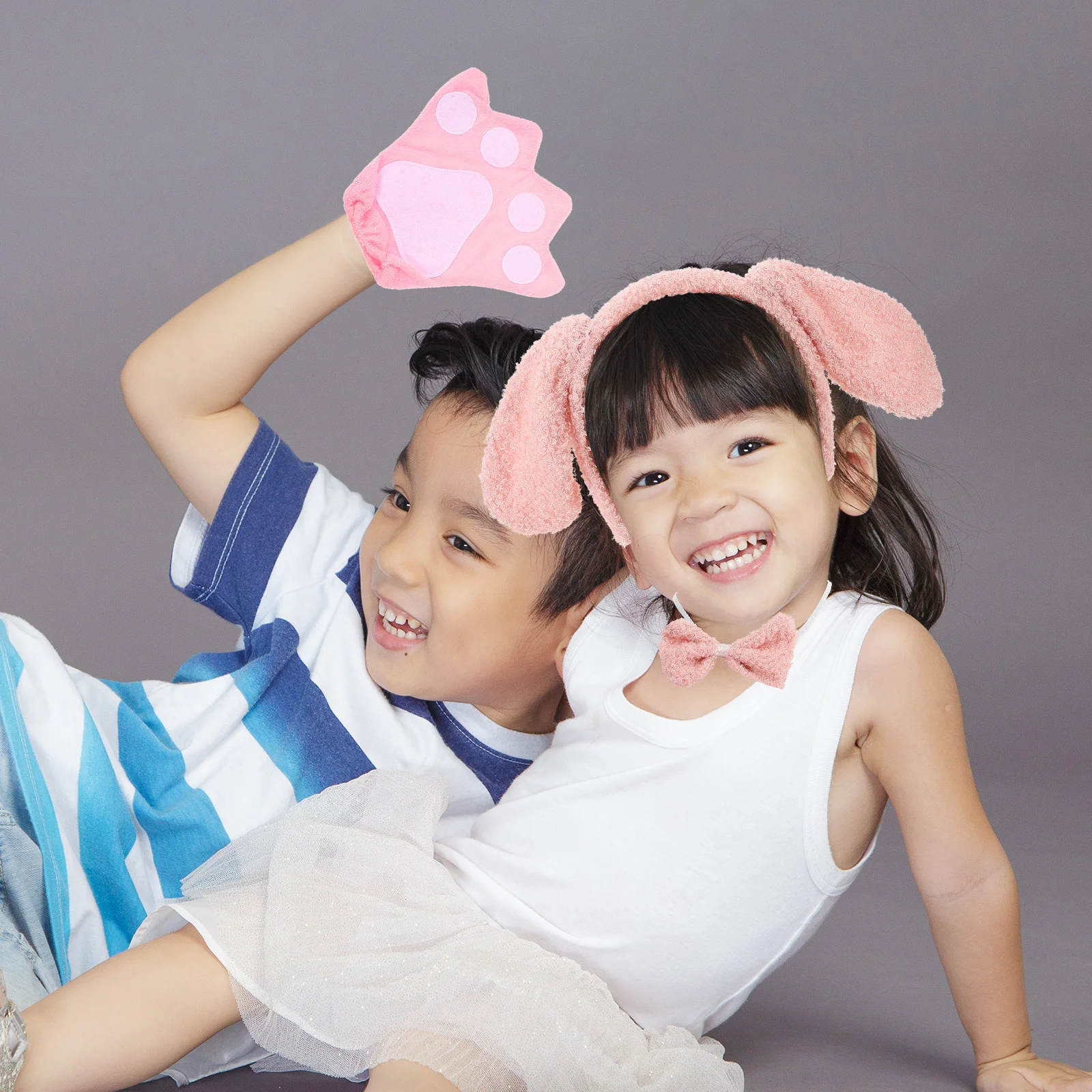 

Puppy Dog Costume Set Pink Ears Headb Bow Tie Gloves Party Decorative Supplies Halloween Cosplay Props Animal Ear Hairb s