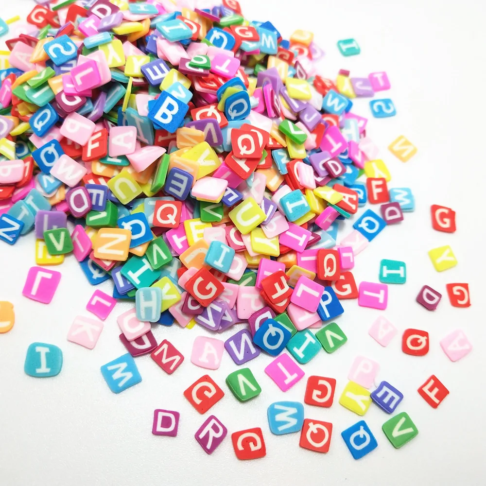 20g/lot 5mm English Letters of Alphabet Character Polymer Clay Colorful for DIY Crafts Tiny Cute Accessories Assorted