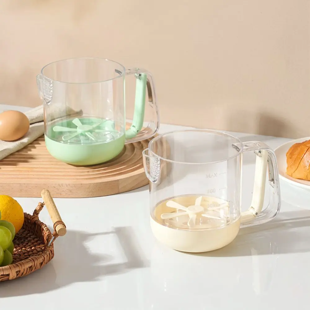 Manual Egg Beater Multifunctional Mixing Cup Hand Held Cream Mixer Kitchen Baking Tool Baby Food Processor Green Beige