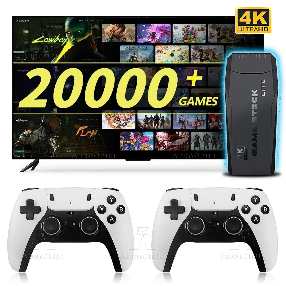 4K Game Stick 20000+ Games 9 Emulator TV Video Game Consoles High Quality Emuelec Retro Gaming Machine with Wireless Controller