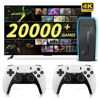 TV 비디오 게임 콘솔 하이 퀄리티 Emuelec 레트로 게임기, 무선 컨트롤러 포함, 4K 게임 스틱, 20000 + 게임 9 에뮬레이터