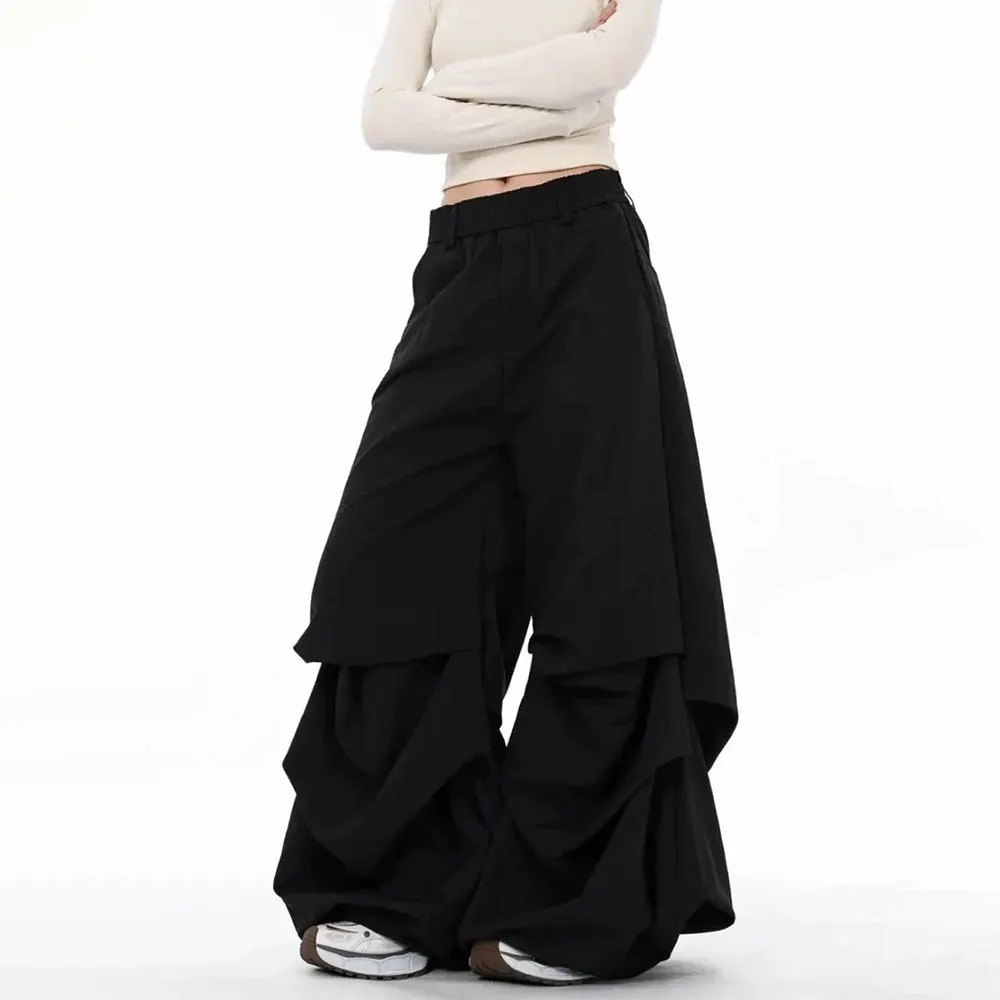 

Men's Solid Color Wide-Leg Trousers American Retro Fashion Unisex Trendy Street Casual Loose Breathable Niche Men's Bottoms