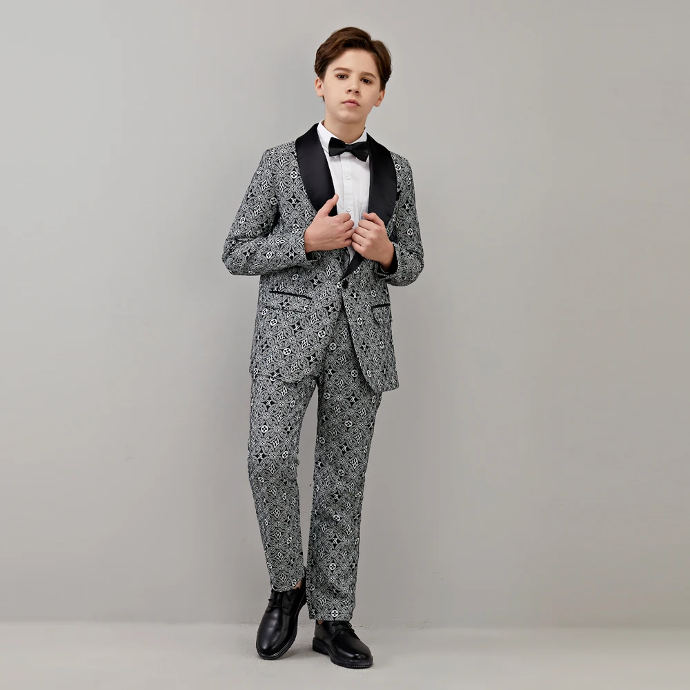 Spring Autumn Big Boys Wedding Suit Teenager Kid Formal Tuxedo Dress Children Blazer Party Performance Costume Jacket+Pants 2PCS