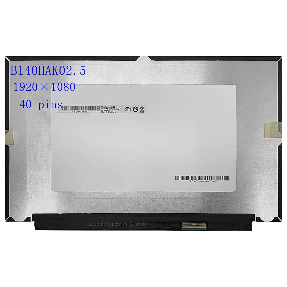 Magro B140hak02.5 Lcd Painel de Exibição da Tela Toque Ips 300 cd Mbrightness Brilho Fhd 1920*1080 Matriz 40 Pinos Edp 14.0