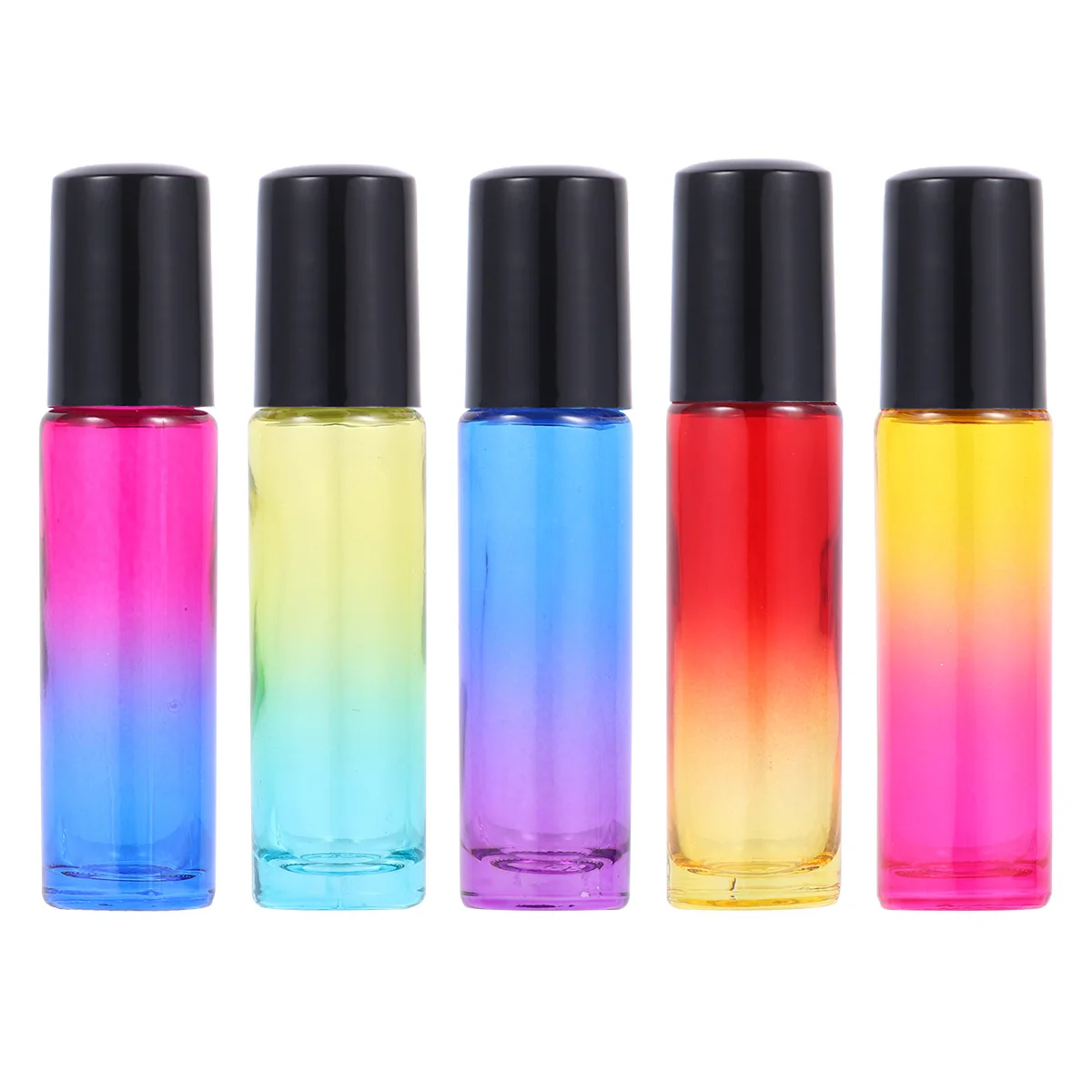 

10Pcs Roll-on Bottles Mini Gradient Color Empty Portable Bottles Leakproof Essential Oil Subpackaging Refillable
