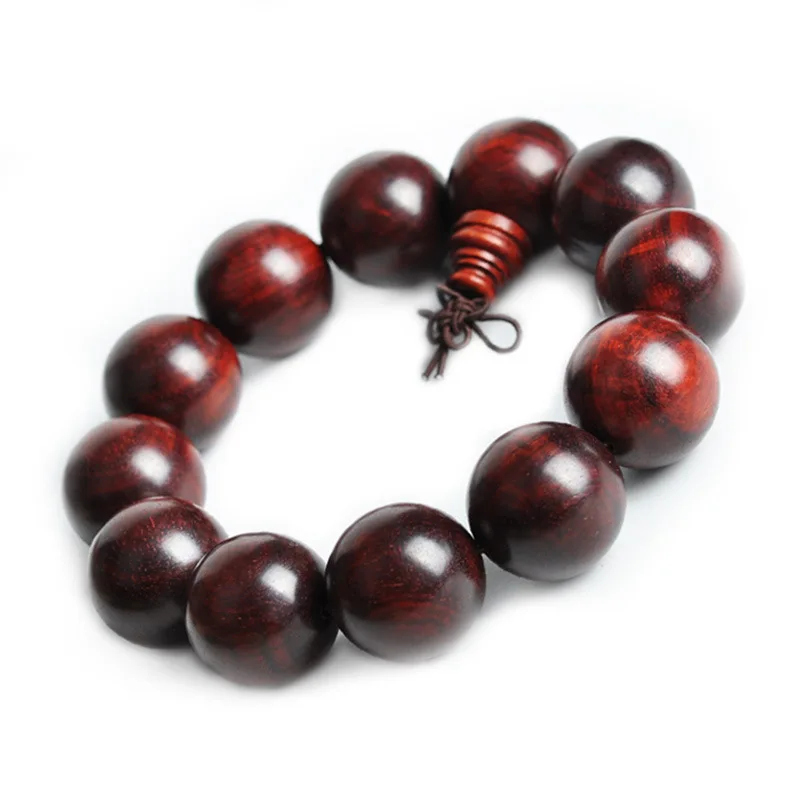 زامبيا ورقة صغيرة خشب الصندل الأحمر المواد القديمة الذهب ستار سوار البوذية الخرز 20 مللي متر الرجال النساء زوجين مجوهرات هدية عيد #2