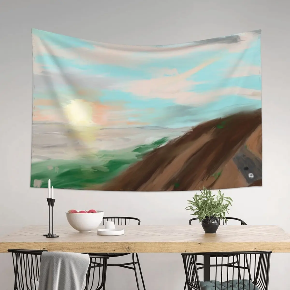 

Yin and Yang at Malibu, an Impression (2023) Tapestry Decorative Wall Bedroom Decor Aesthetic Wall Decorations Tapestry
