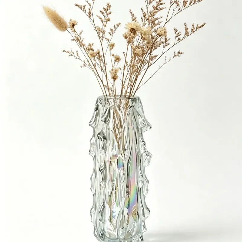 Transparent Sea Cucumber Glass Vase Modern Home Decor Living Room Flower Arrangement Ornament Boshan Glazed Art Piece for