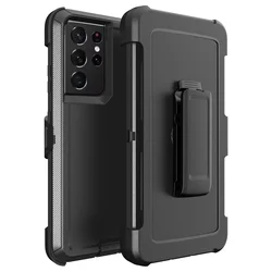 Rugged Armor Shockproof Phone Case for Samsung Galaxy S24 S22 S23 Ultra Note 20 S21 Plus S20 Waist Pack Belt Clip Silicone Cover
