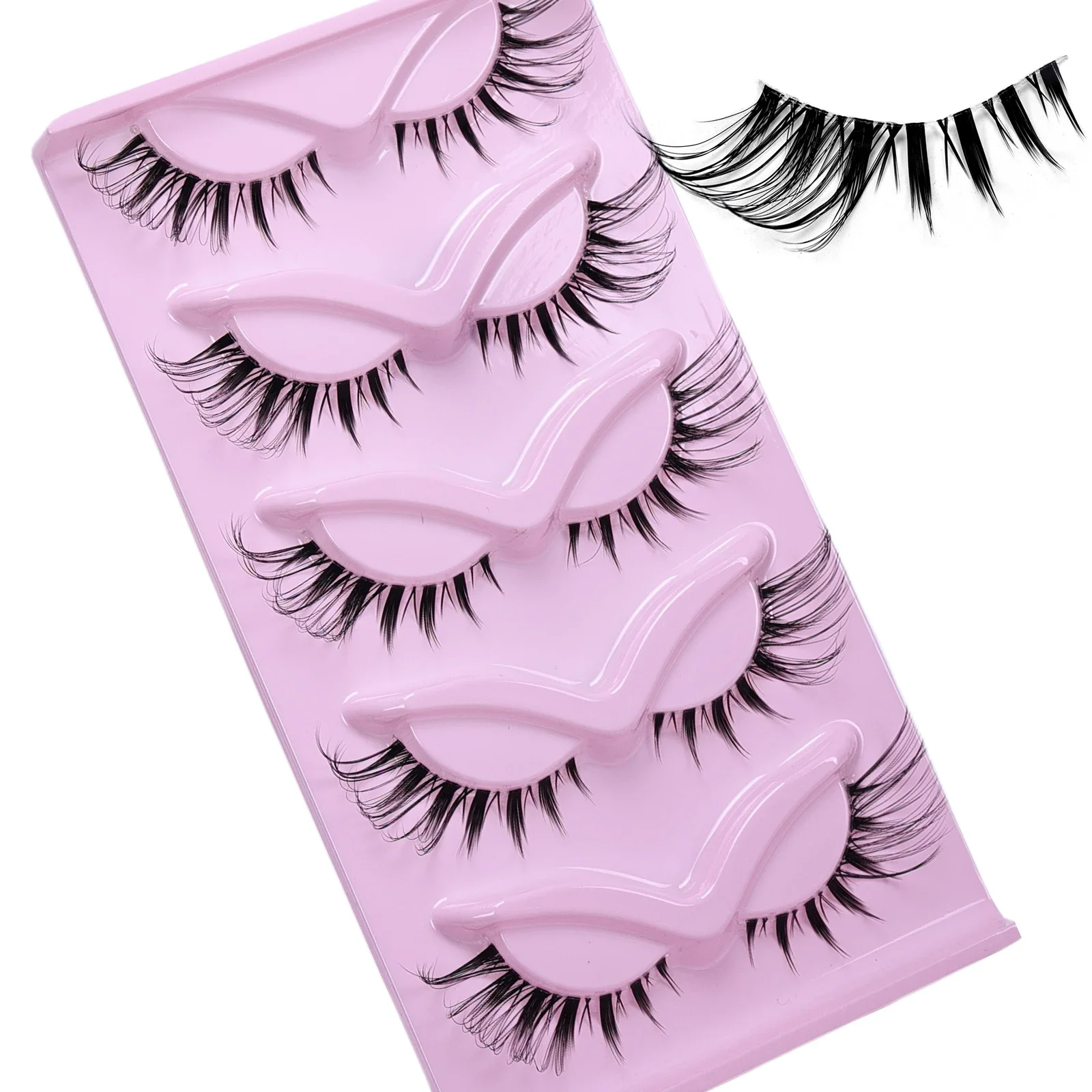 15ペア/25ペアのキャットアイつけまつげ - 自然な外観、透明なステム、簡単に適用でき、軽量で快適です。