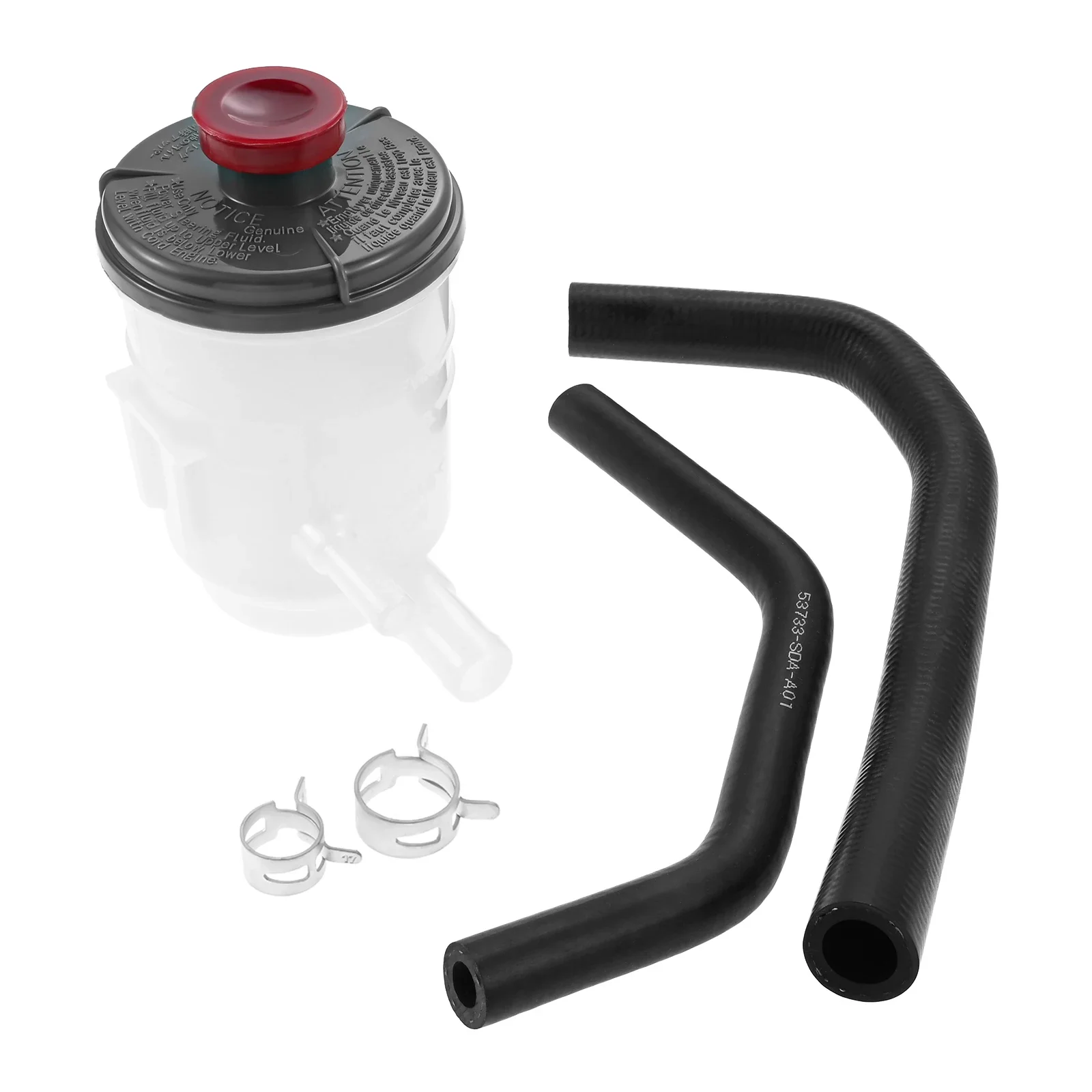 53701-SDA-A01 Power Steering Reservoir Kit with Suction Line Hose & Return Line Hose & Clamps for Honda Accord L4 2.4L 2003-2007