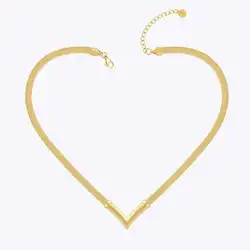ENFASHION Para Mujer V Shape Snake Chain Pendant Necklace For Women's Stainless Steel Fashion 18k Gold Plated Party Jewelry 3444