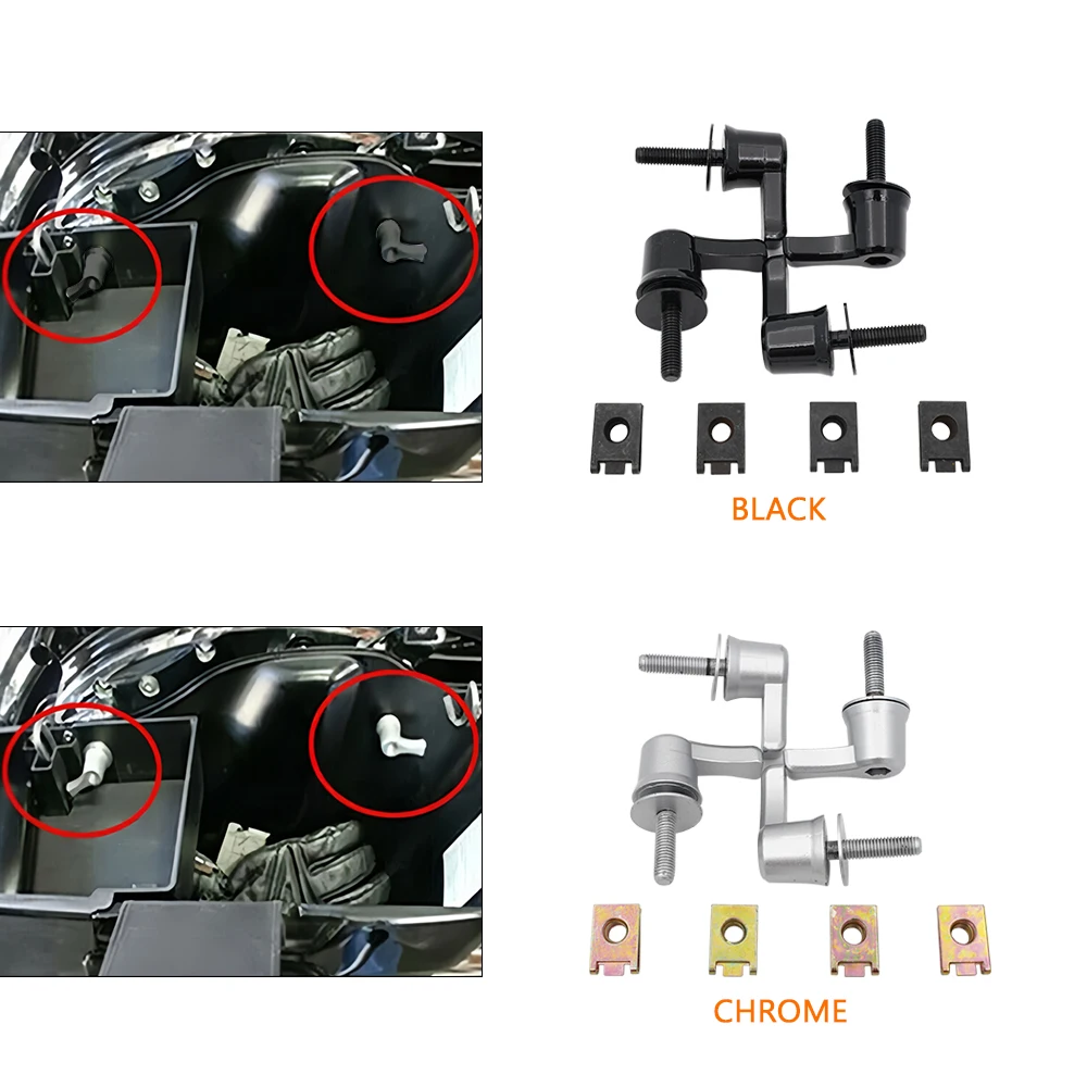 Motorcycle Saddlebag Lever Lock Latch Bolt Nut Mount Kit Silver Black For Harley Touring Road King Street Glide 1993-2022