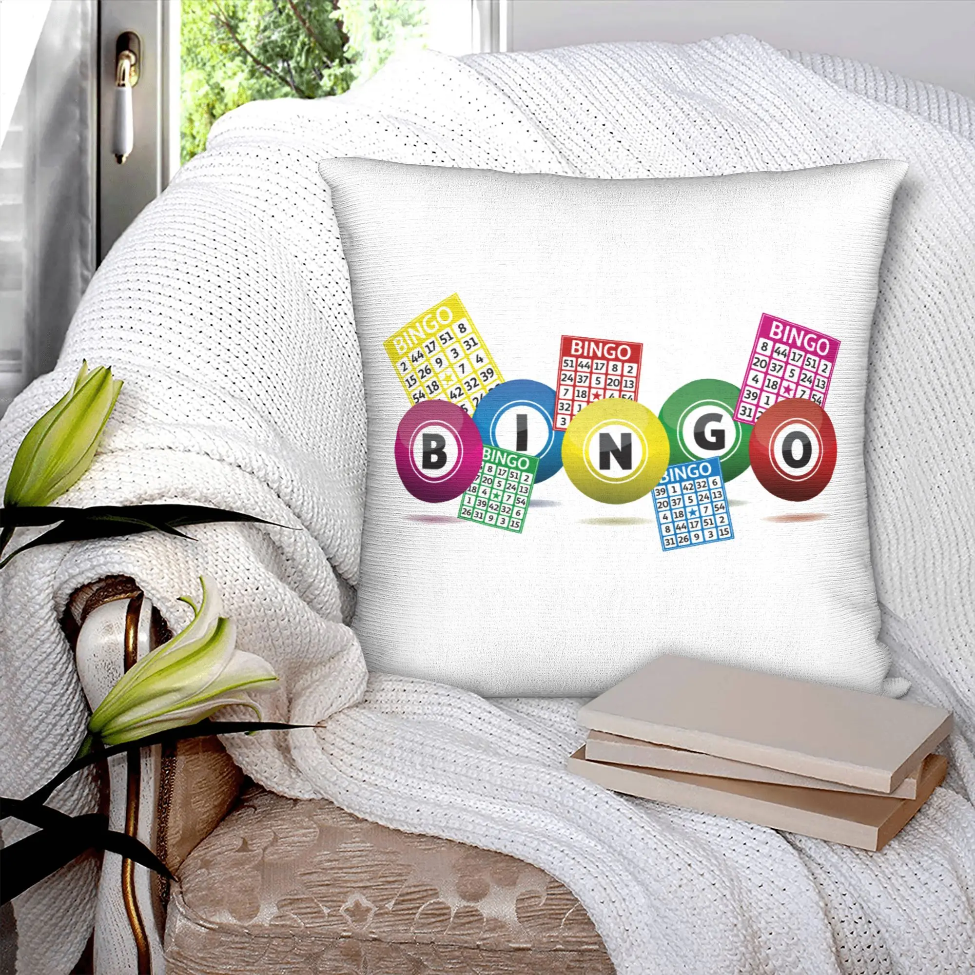 Hot Game Bingo Pillow Case 40x40cm for Living Room  Luxury Cushion Cover Velvet Pillowcase