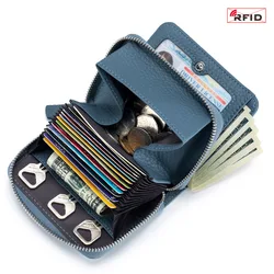 Genuine Leather Simple Multifunctional Short Wallet Japanese Style First Layer Cowhide Organ Card Bag Large Capacity for Women