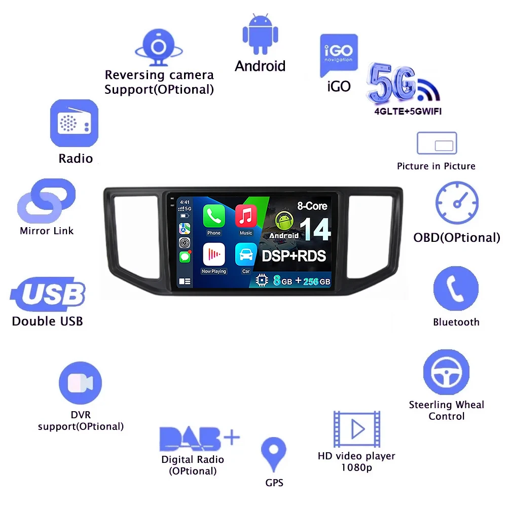 Android 14 Car Radio For VW Amarok Crafter Van Man 2017-2021 Multimedia Video Player GPS Navig Carplay No 2 Din DVD