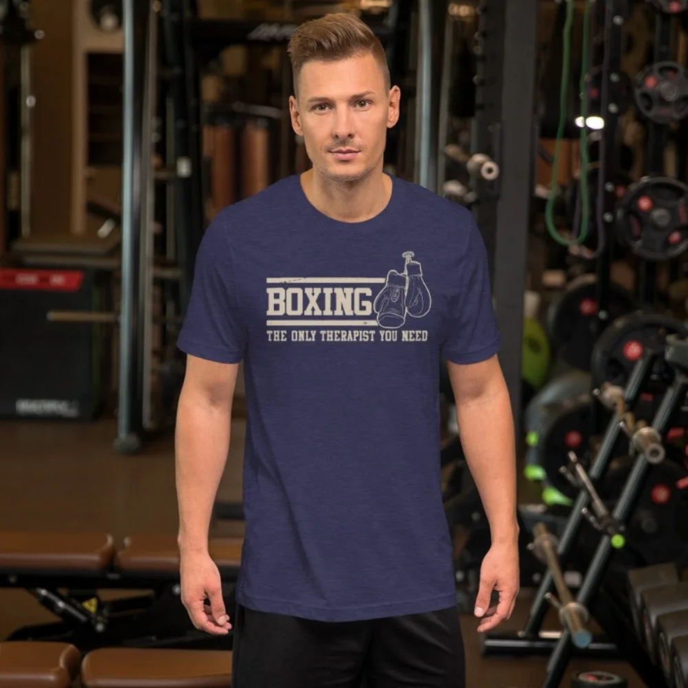 Boxing Shirt Only Therapist You Need Boxer MMA Fighter Tshirt Gym Tops Martial Arts Funny Boxing Gifts Men Clothing Cotton Tops