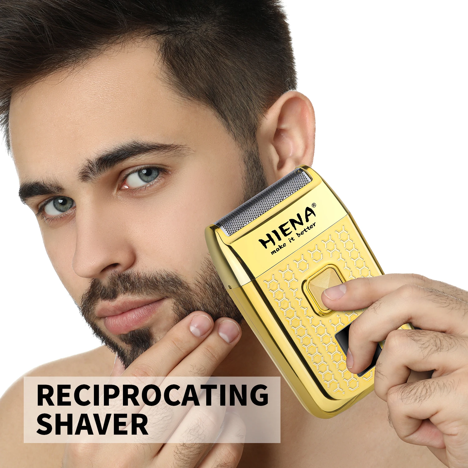 HIENA Electric Shaver Professional USB Rechargeable Men's Electric Shaver Leather Shell Waterproof Beard Trimmer Shaver