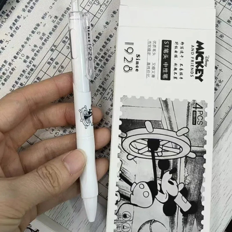 4 قطعة ديزني ميكي ماوس الصحافة قلم محايد اللون خاص التجفيف السريع قلم الماء الأسود الكرتون لطيف الإبداعية طالب القرطاسية هدية #6