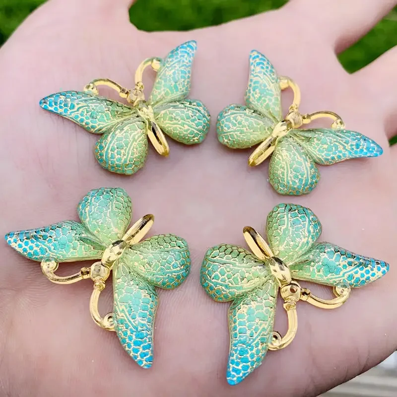 DIY 10pcs 23*38mm Colorful Butterfly Flat back Rhinestone and Appliques DIY Wedding scrapbook Accessories -B27