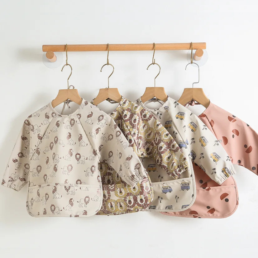 

New Waterproof Baby Bibs Oil Proof Apron Long Sleeves Washcloth Feeding Bib Soft Burp Cloth For Boys Girls Cute Bandana Bibs