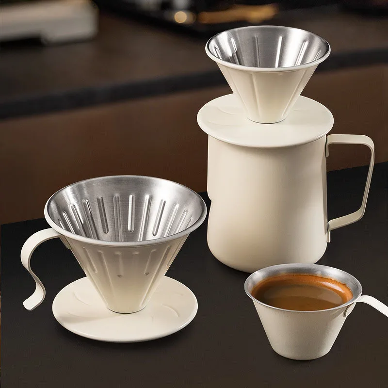 1-2 People Coffee Filter Cup Stainless Steel Hand Drip Filter for V60 Outdoor Coffee Pot Drip Filter Cup Barista Accessories