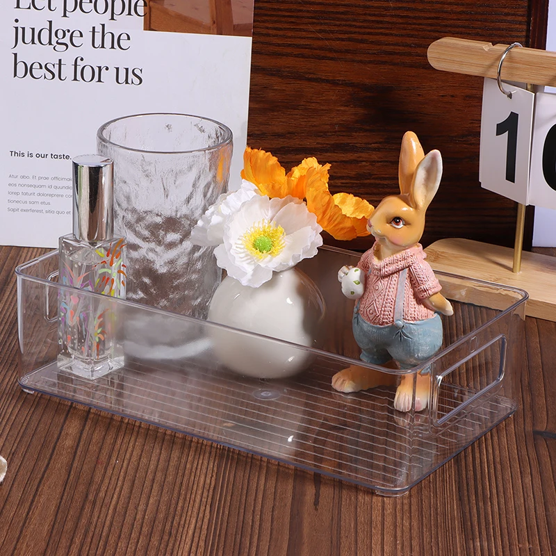 1Pc Desktop Transparent Organiser Stackable Shelf Stationery Cosmetic Organiser Office Home Container