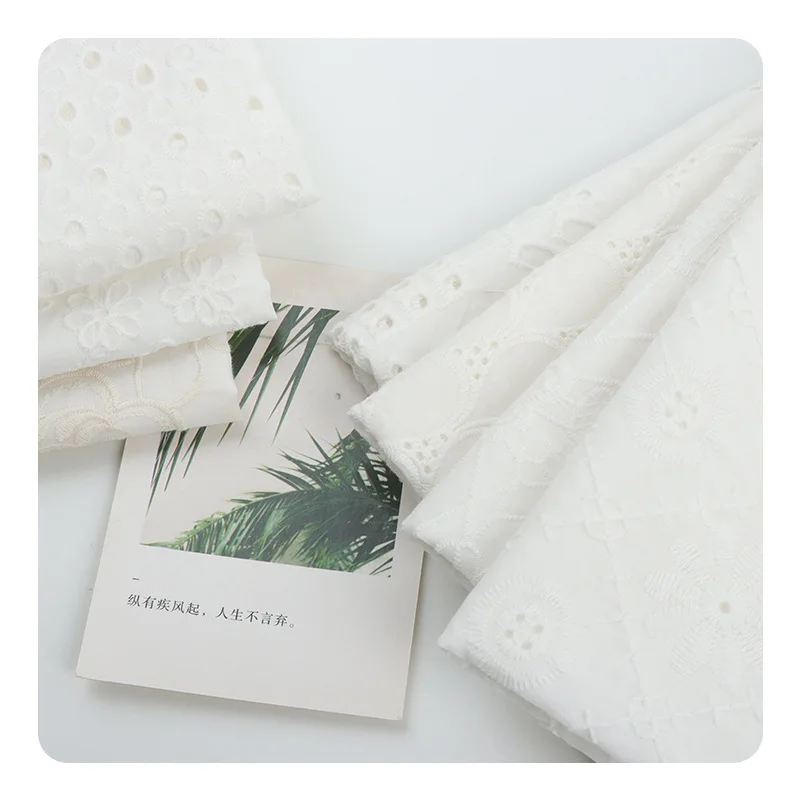 

2 Yards Cotton Hollow Embroidery Flat Embroidery Flower Cloth, All Cotton Decal Fabric, Handmade Dress Decoration Accessories