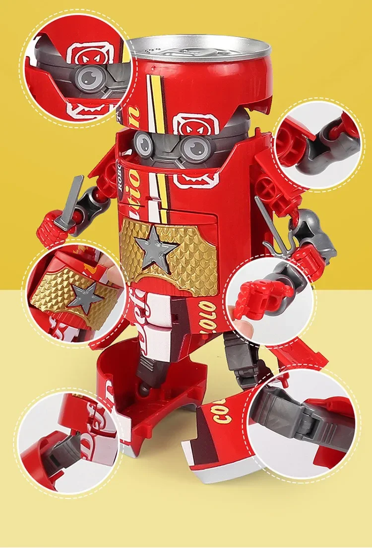 Creative metamorphic robotics soda robot action figure Cola Can figures model toys kids birthday boys gifts Home Decor Model