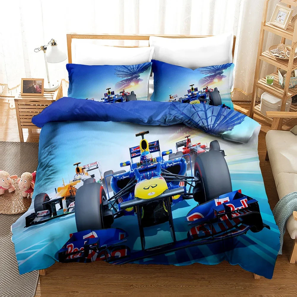 Red Racing Car 3D Kids Boy Bedding Set F1 Game Racer Printing Duvet Cover 2/3pcs Bedclothes with Pillowcase Twin Full Bedspread