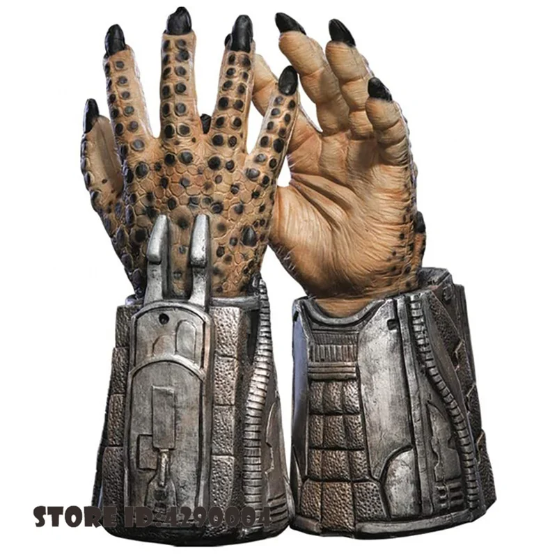 Cosplay Movie Alien Vs. Predator Mask Iron Blood Warrior Halloween Full Face Head Cover + Hand Glove Claw Party Costume Props