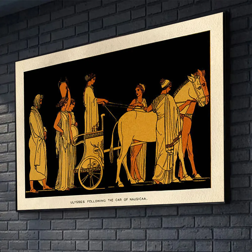 Ancient Greek chariot posters, printmaking galleries, living room decorations, Ulysses following Nausica, car oil painting wall