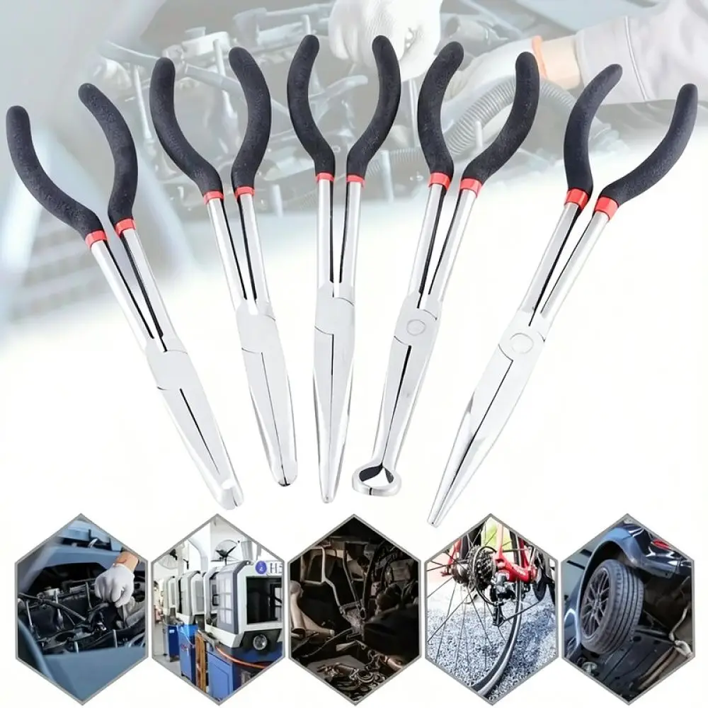 For LAVIEMOT 11 Inch Extra Long Reach Pliers Needle Nose Bent O Type Tip Industrial Hand Tool Precision Repair Equipment