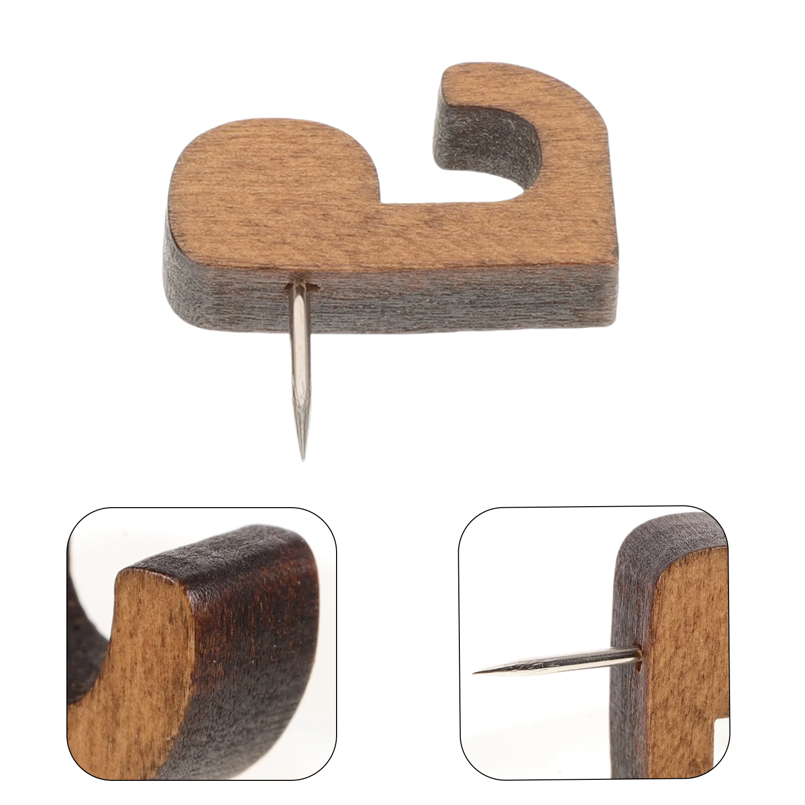 40 Pcs Wooden Hook Thumbtack Office Supplies Portable Pushpins Reusable Bulletin Map Tacks Message Board Supply