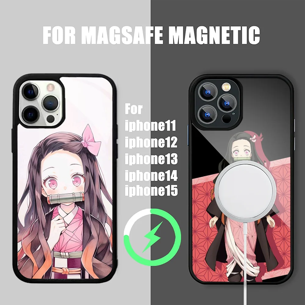 D-Demon S-Slayer N-Nezuko girl Phone Case For IPhone 15 14 13 Pro Max 11 12 Mini Alex Mirror For Magsafe Wireless Charging Cover